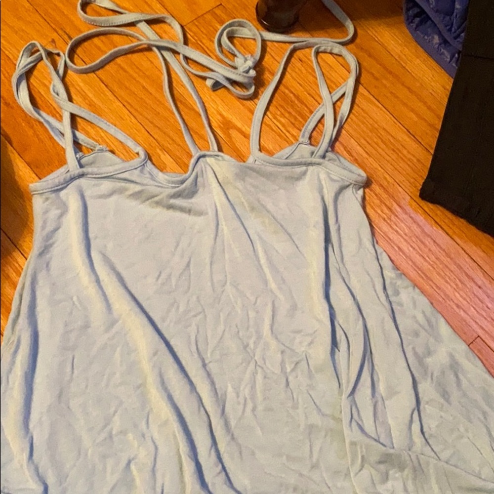 Boohoo light blue tie top